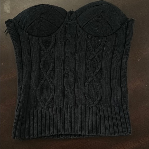 Black Knit Strapless Top - Picture 1 of 5